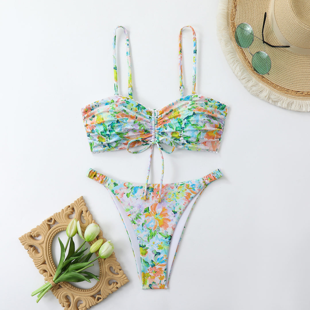 Dame Bandeau-bikini med raffinerede flæse-detaljer Skovae