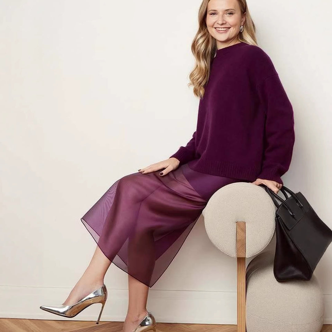 Kvindernes Lange Chiffon Nederdel med Side Slids og Elegant Silhuet