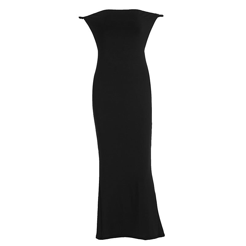 Dame Off-Shoulder Maxi-kjole med kropsnær snit og elegant kant Skovae