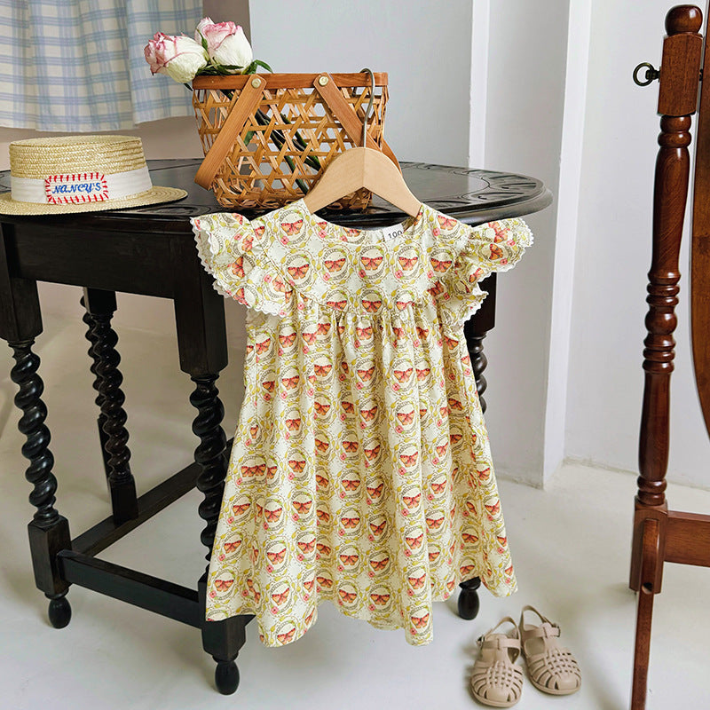 Pige Floral Print Ruffles Kjole Stilla