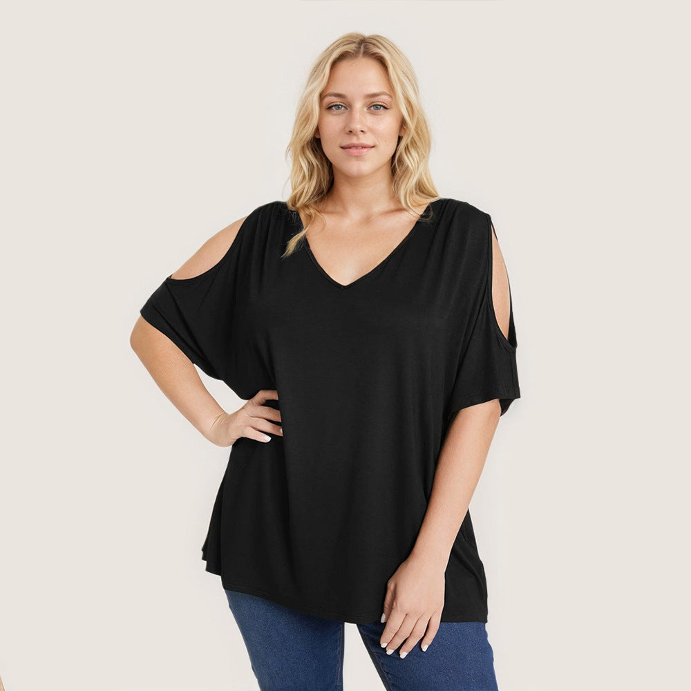 Dame Oversized T-Shirt med skulderudskæringer Skovae