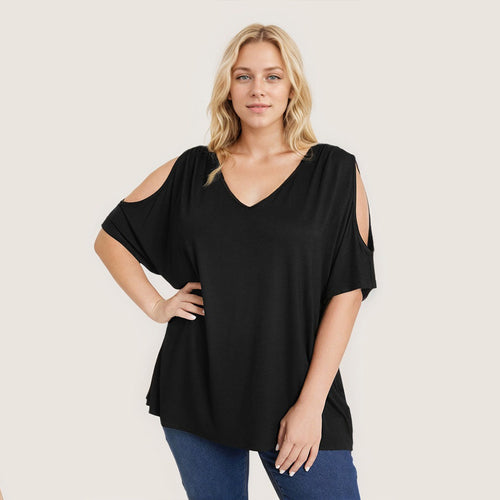 Dame Oversized T-Shirt med skulderudskæringer Skovae