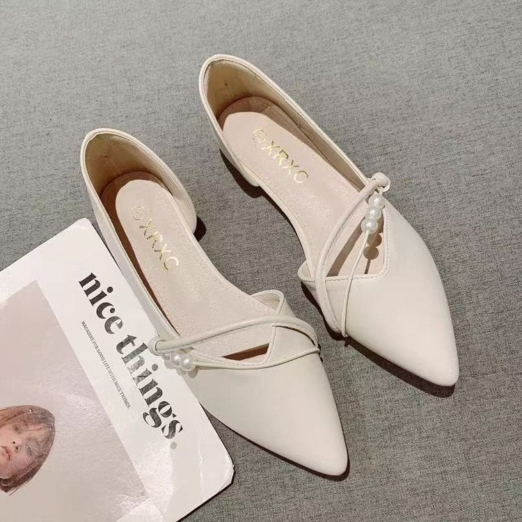 Dame ballerinas med moderne perle-akcent og elegant snit Stilla