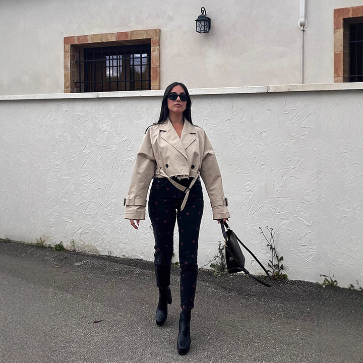 Dame modisch trenchcoat med bælte og oversized snit Stilla