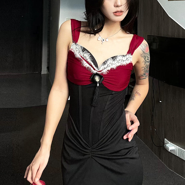Dame Elegant maxikjole med dekadent bustier-overdel og dekorerede detaljer Skovae