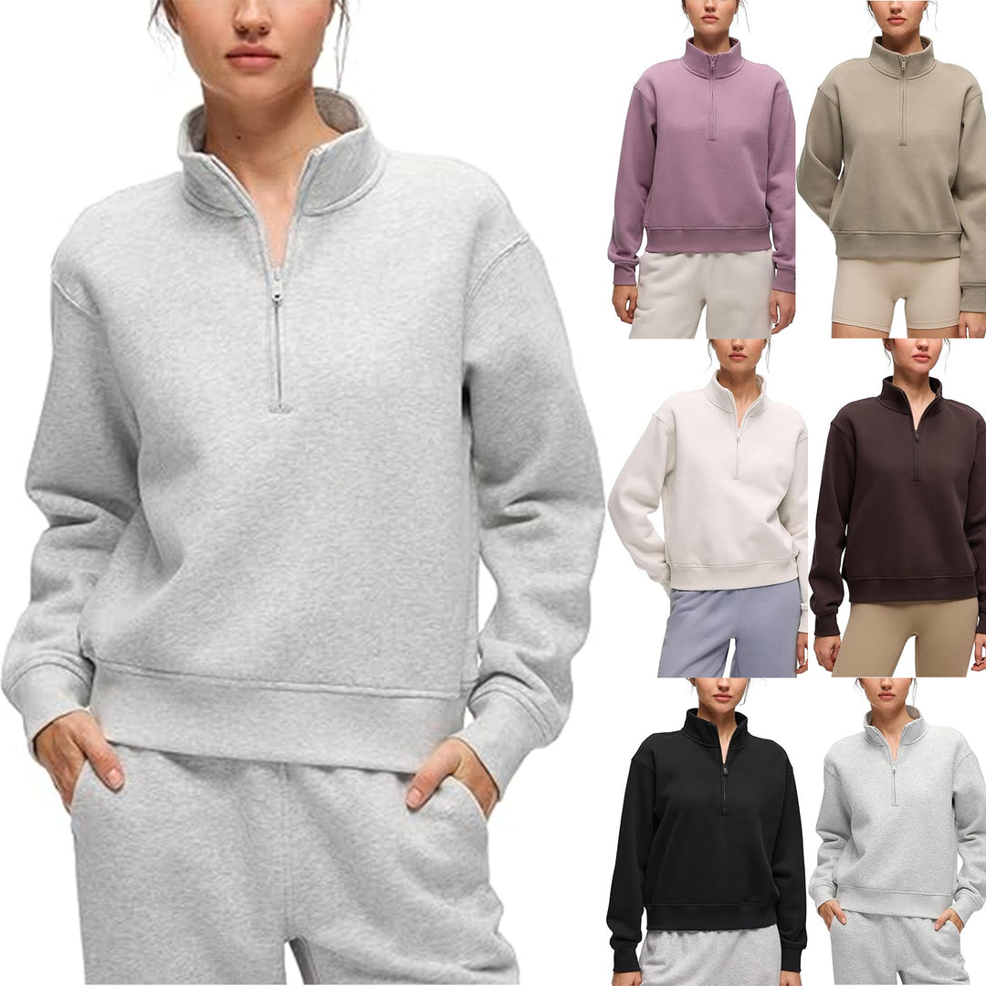 Dame sporty fleece pullover med ståkrave Stilla