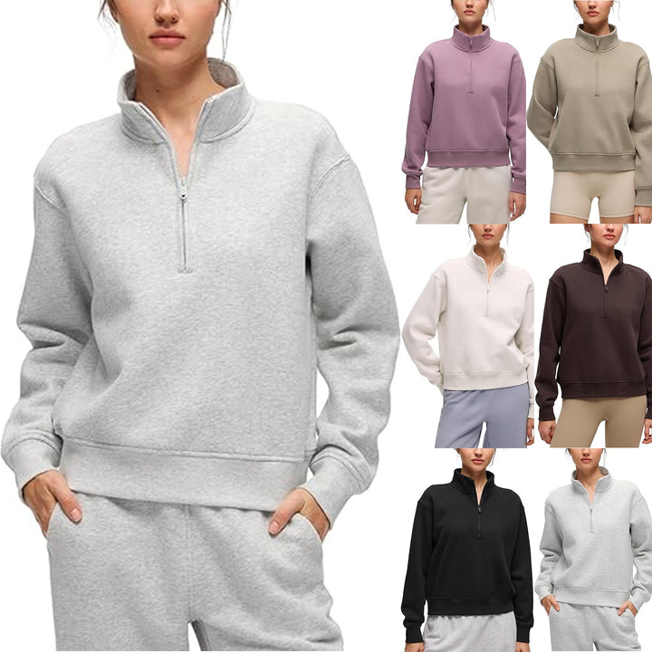 Dame sporty fleece pullover med ståkrave Stilla