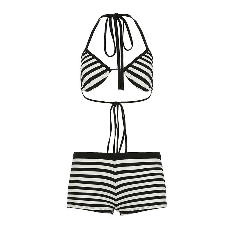 Dame trendy bikini sæt med dybere udskæring og justerbare stropper Skovae