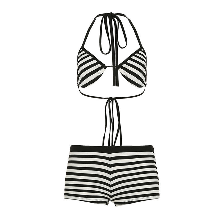 Dame trendy bikini sæt med dybere udskæring og justerbare stropper Skovae