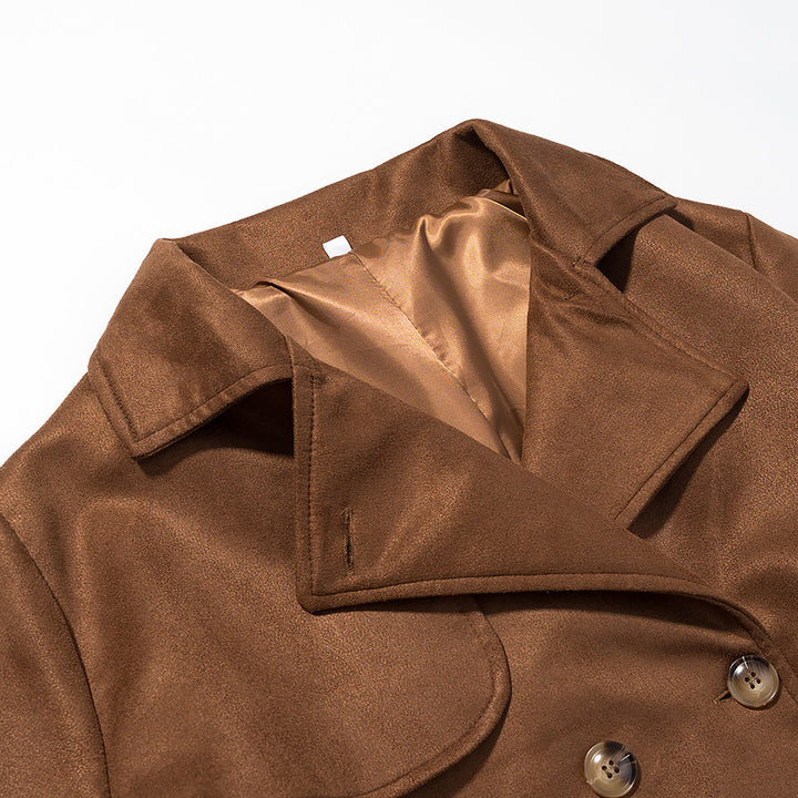 Damer Elegant Trench Coat lavet af blød suede imitation med praktisk bælte og fashionabel snit Stilla