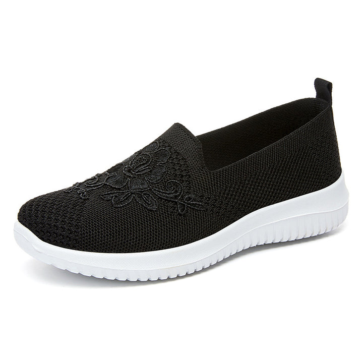Dame Slip-On Sneakers med florale broderier og åndbart overmateriale Stilla