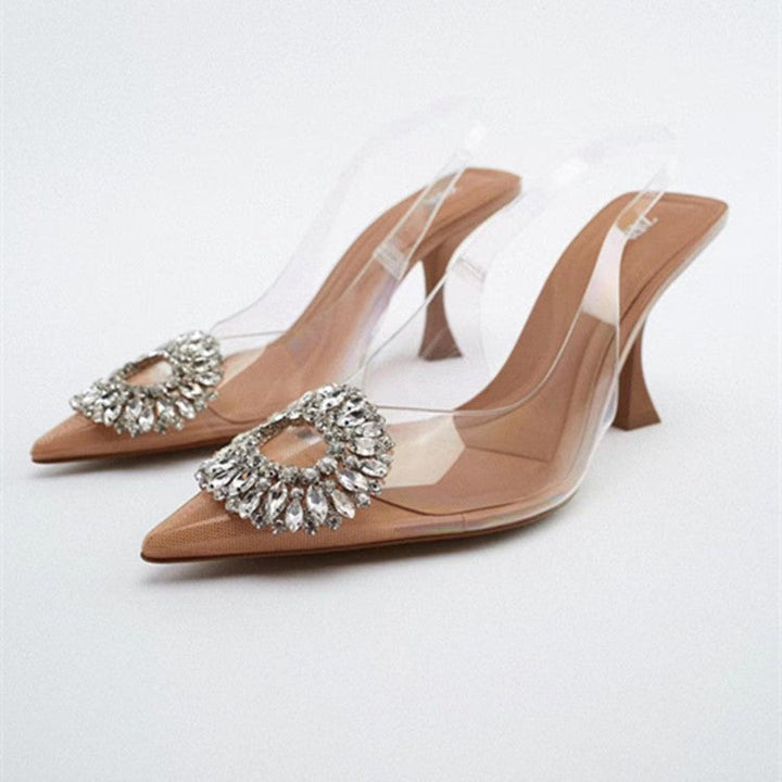 Dame Elegante Gennemsigtige Pumps med Funklende Krystalaccenter Skovae
