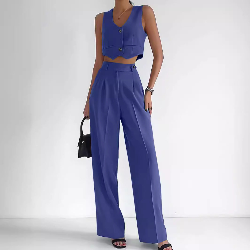 Dame Mode Sæt med elegant Bustier-overdel og bredt bukseben Stilla