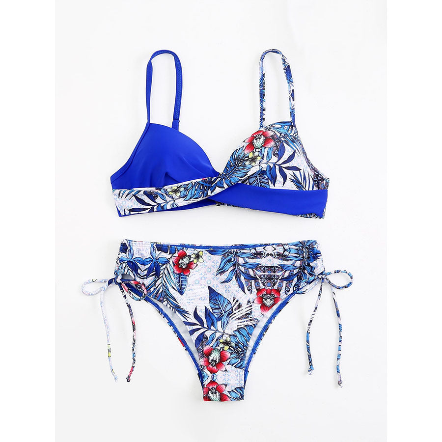 Dame Floral Print Justerbar Bikini-Sæt Stilla