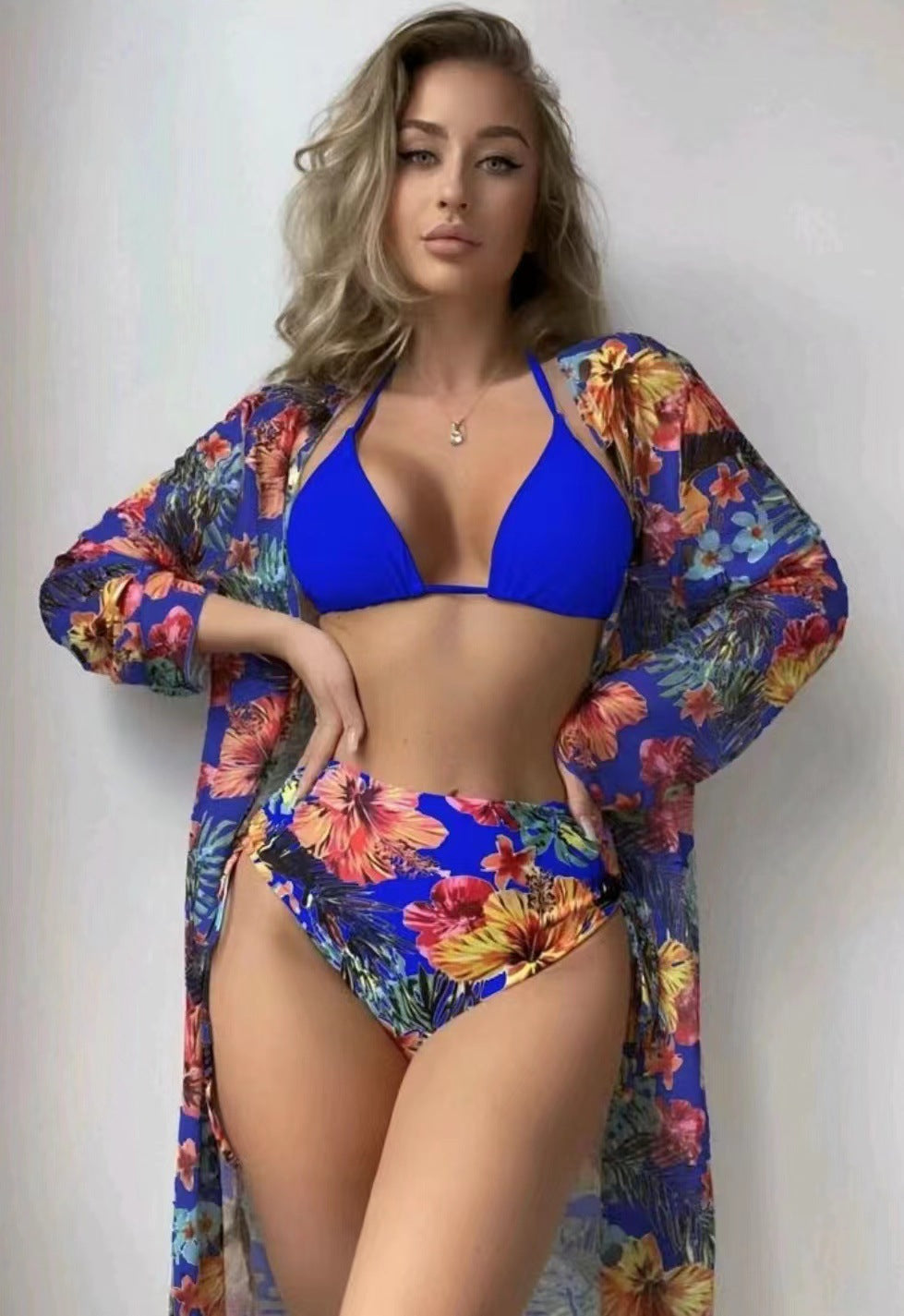 Dame Højskåret Bikini sæt med florale mønstre og diskret farvekontrast Stilla
