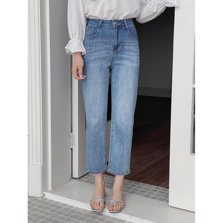 Damer Højtskåret Jeans med afslappet snit og frynset kant Stilla