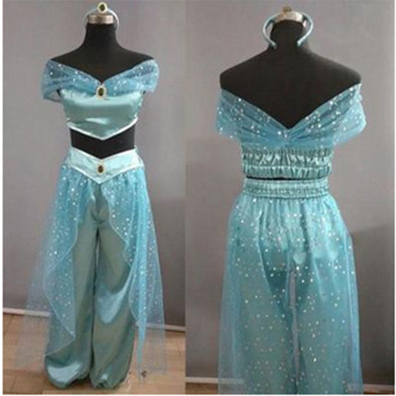 Dame kostume sæt med glitrende detaljer og off-shoulder design Skovae