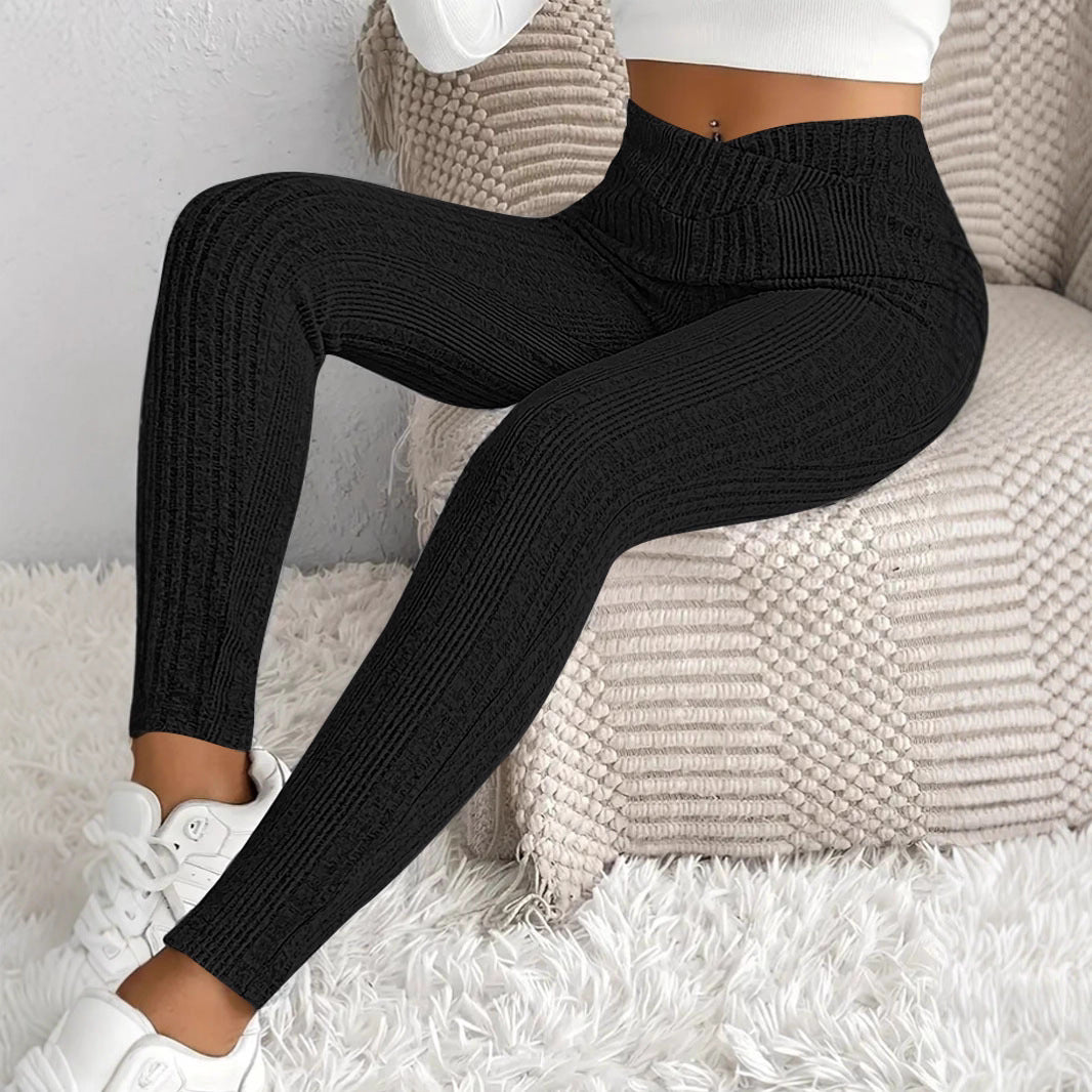 Dame fitted leggings med stilfuldt stribet mønster Stilla