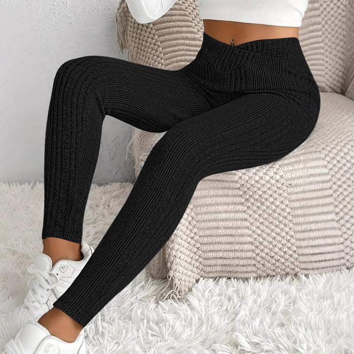 Dame fitted leggings med stilfuldt stribet mønster Stilla