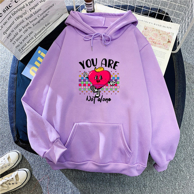 Kvinders hoodie med sjovt hjerte design Skovae