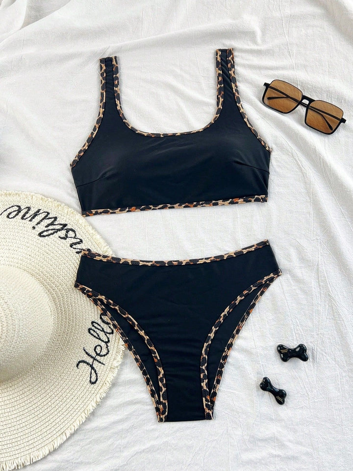Dame bikini sæt med trendy leopardmønster Skovae