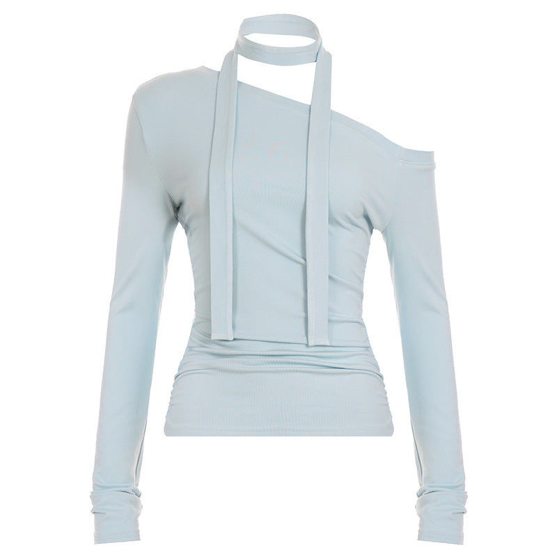 Dame Off-Shoulder Langærmet Top med justerbar hals Skovae