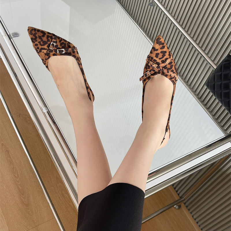 Dame Slingback Pumps med moderne leopardmønster og komfortabel hæl Stilla