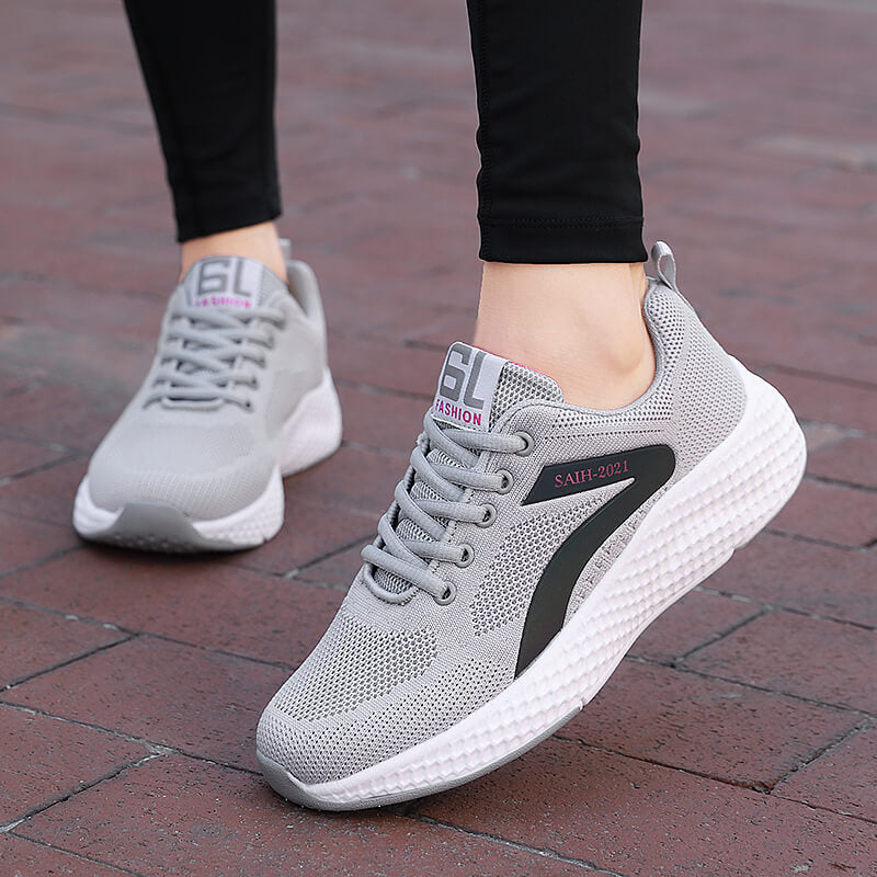 Dame nan sømløs strik-sneaker med elastisk indgang, vaffel-mellemsål og anatomisk komfortfodbund Skovae