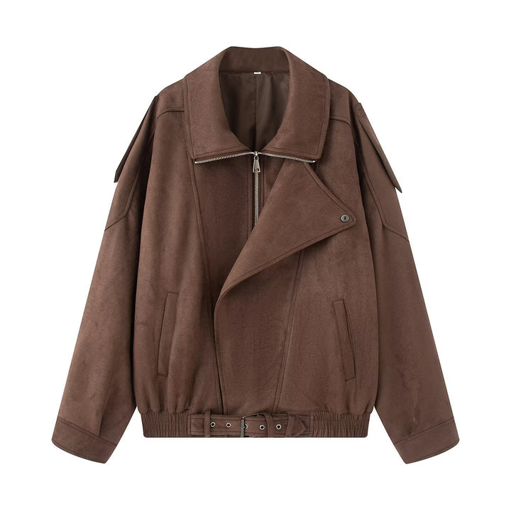 Dame trendy ruskindjakke med oversized snit og aftagelig krave Stilla