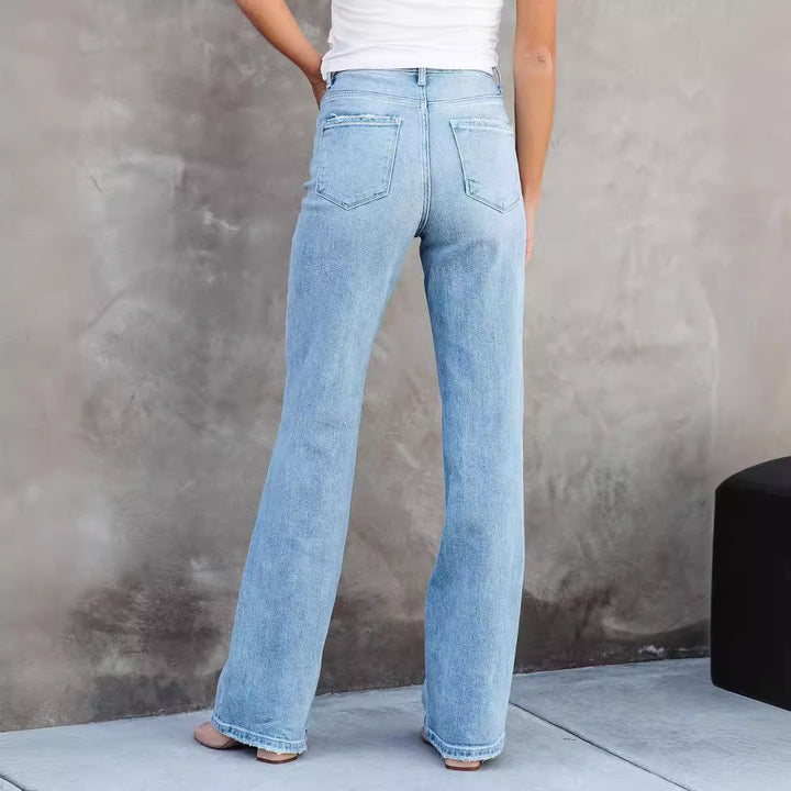 Dame Flare Jeans i vintage-look med høj talje og bløde benvidder Stilla