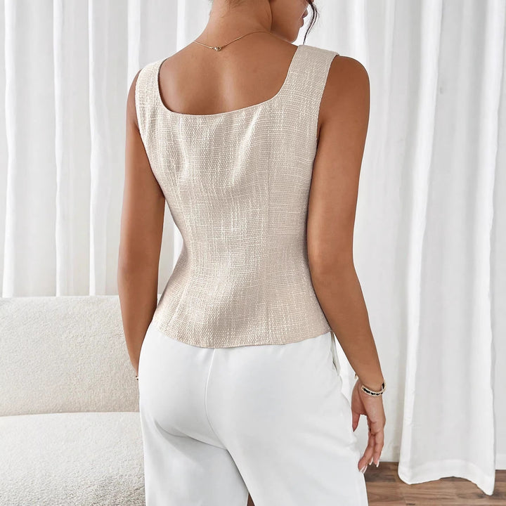 Dame Elegant skåret vest med knapdetalje Skovae