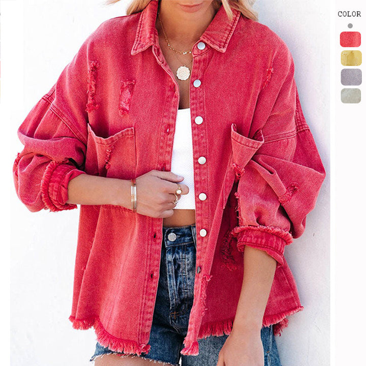 Kvinder Oversized Jeans Skjorte Stilla
