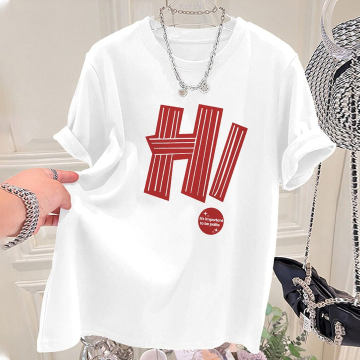 Dame T-shirt med kreativt statement-tryk og behagelig pasform Stilla