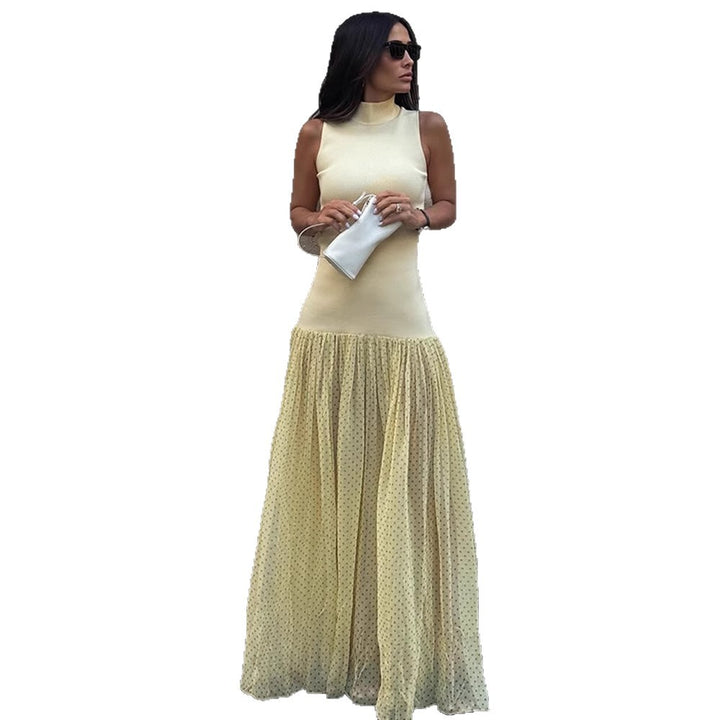 Dame Maxikjole med elegant Highneck Stilla