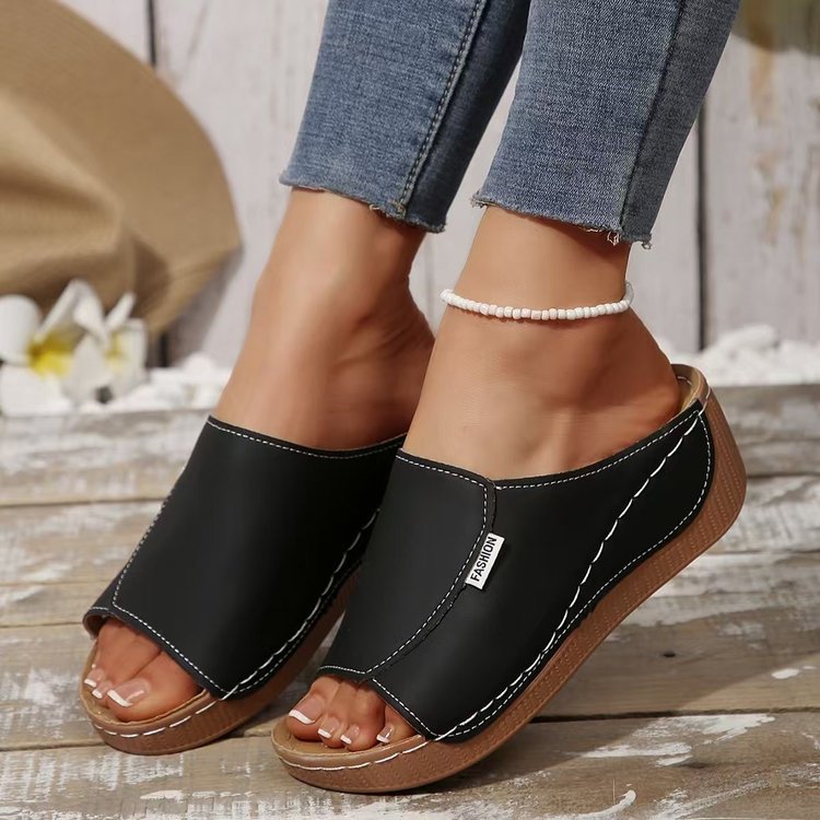 Dame behagelige slide-sandaler med blød sål og fleksibel fodseng Stilla