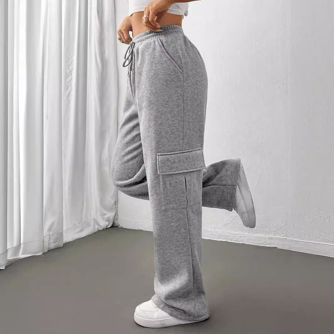 Kvinders cargo-stil fritidbukser med elastisk talje og praktiske sidelommer Skovae