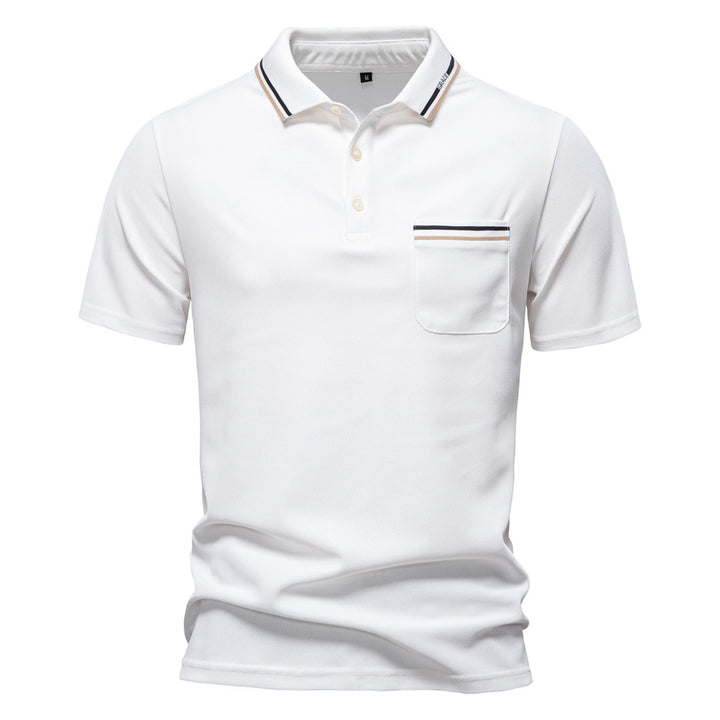 Herre polo T-shirt med elegante kontraststriber og praktisk brystlomme Stilla