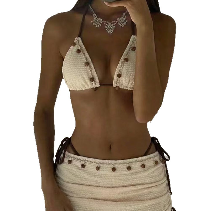 Dame Triangel-Bikini med rynket nederdel Skovae