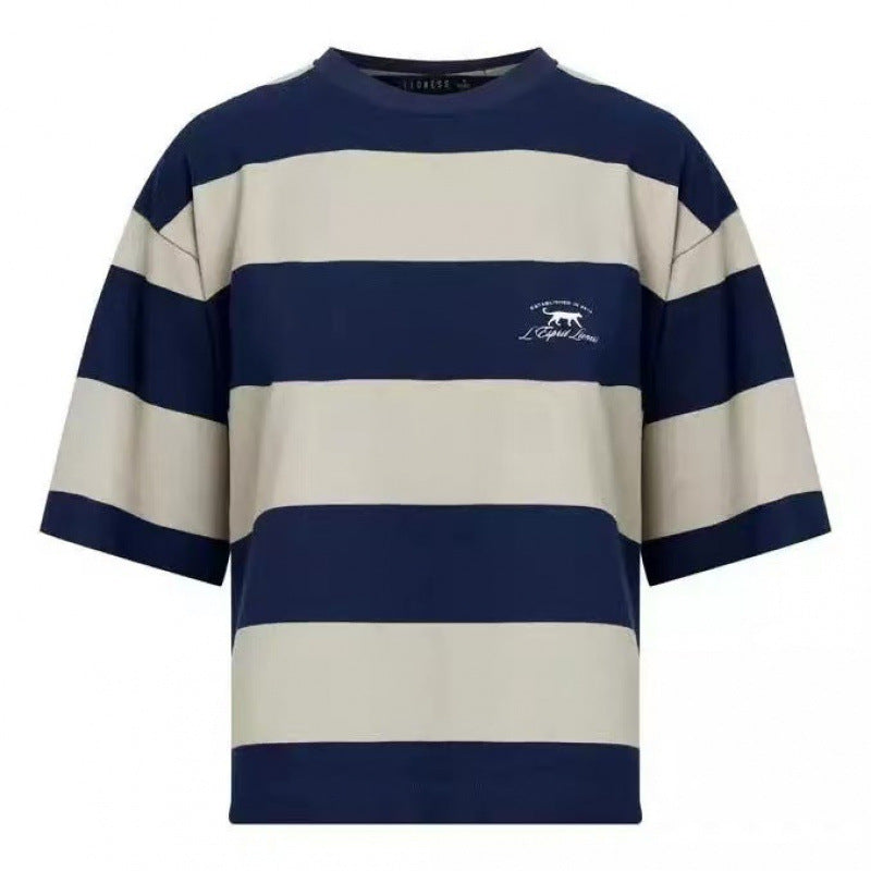 Dame Størrelser Stribet T-Shirt Stilla