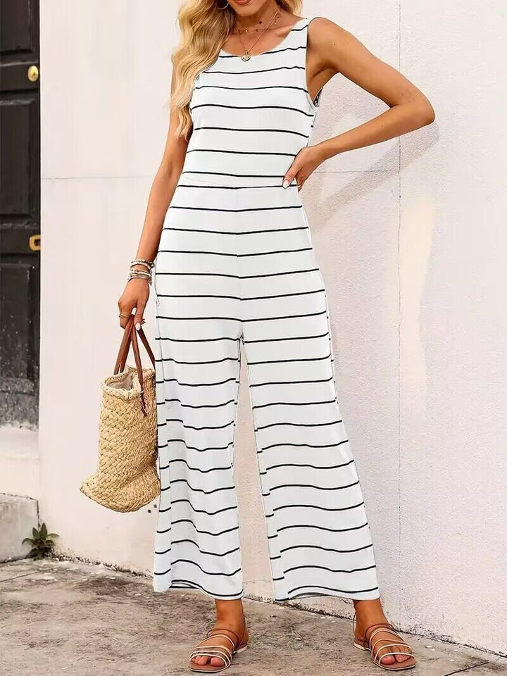 Damer Elegant rummelig jumpsuit med stribemønster Stilla