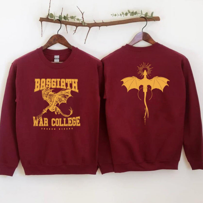 Kvinders sweatshirt med kreativ dragemotiv og unikt college design Skovae