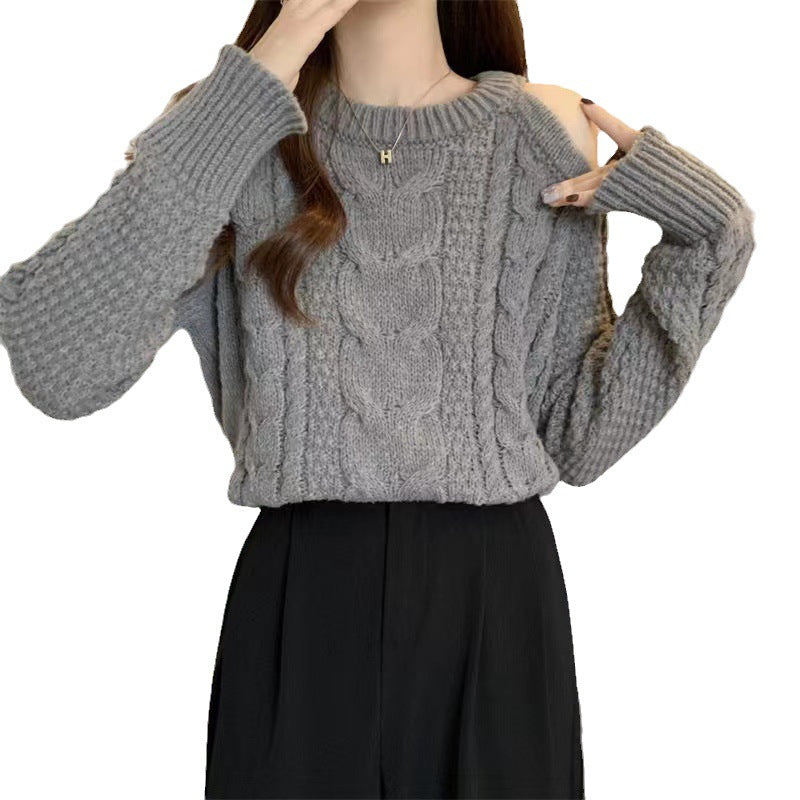 Kvindernes chunky striktrøje med skulderdetalje i et afslappet look Stilla