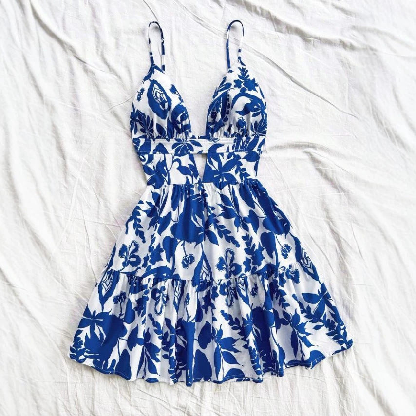 Dame sommerkjole med legende babydoll-snit og blomsterdesign Skovae
