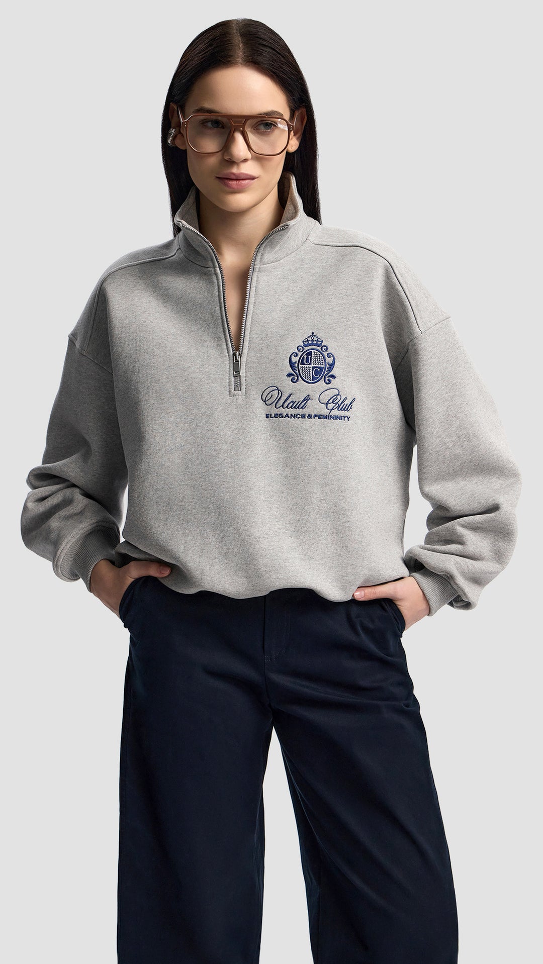 Damer Sommer Zip Sweater med broderi design af høj kvalitet og afslappet pasform Stilla