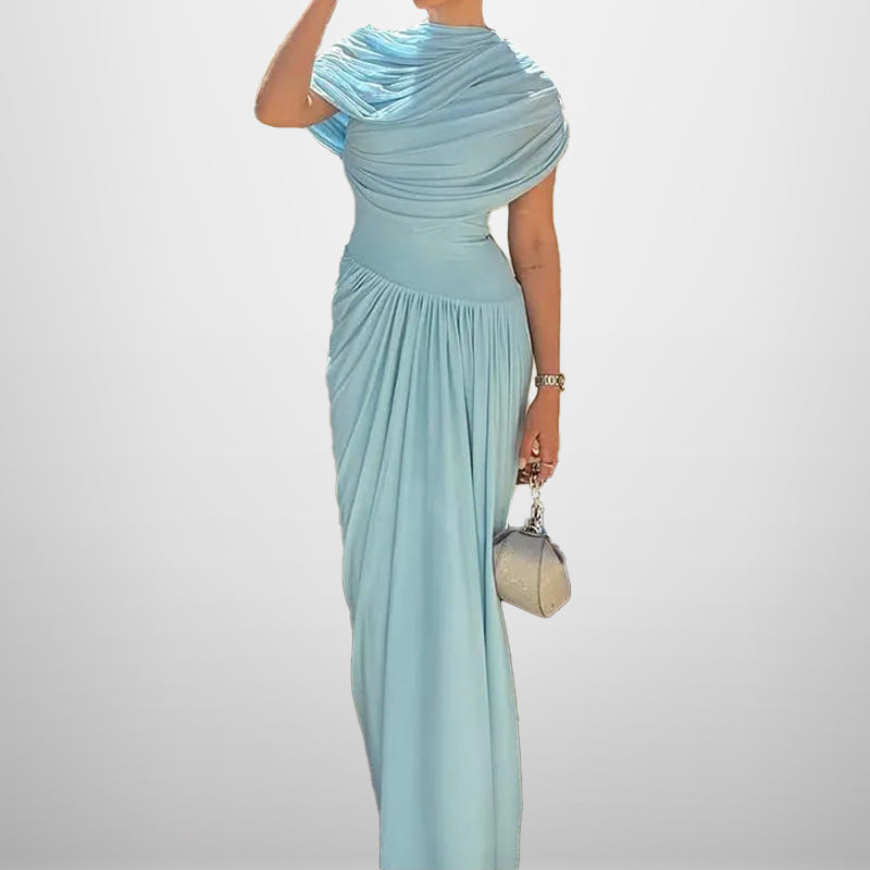 Dame Elegant Wrap Maxi Kjole med Finedraperede Detaljer Stilla