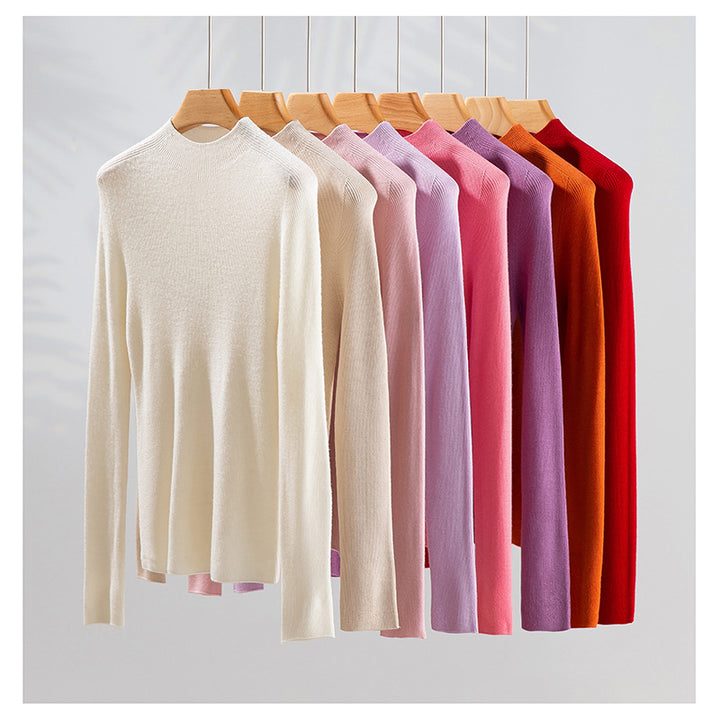 Dame Elegant strikpullover med høj hals og side-slids Stilla