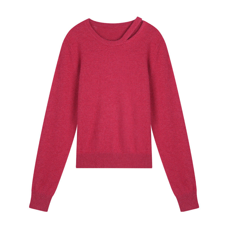 Dame elegant strikpullover med asymmetrisk detalje og blødt materiale Stilla