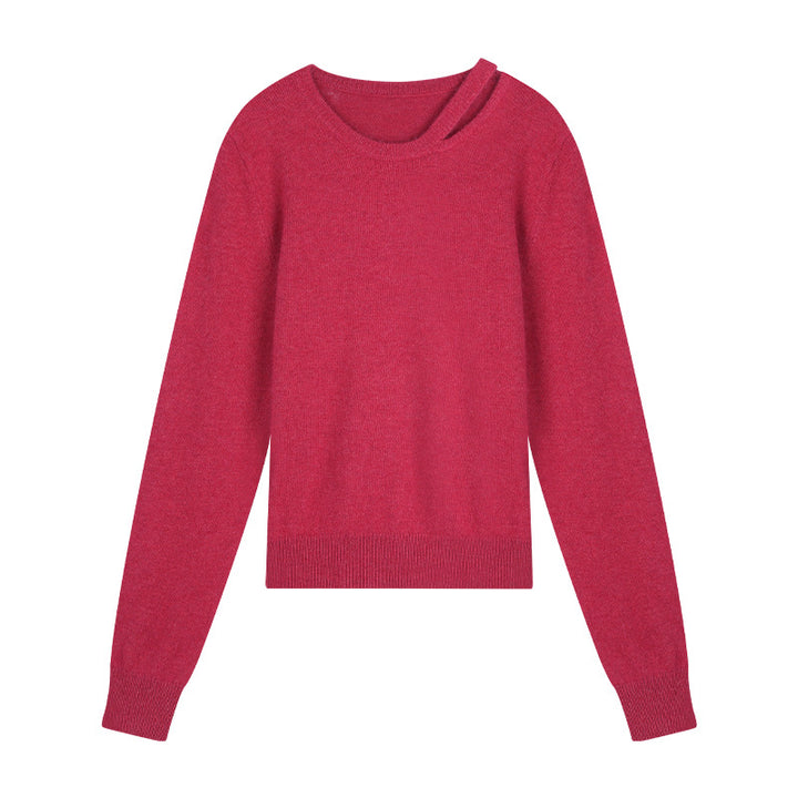 Dame elegant strikpullover med asymmetrisk detalje og blødt materiale Stilla
