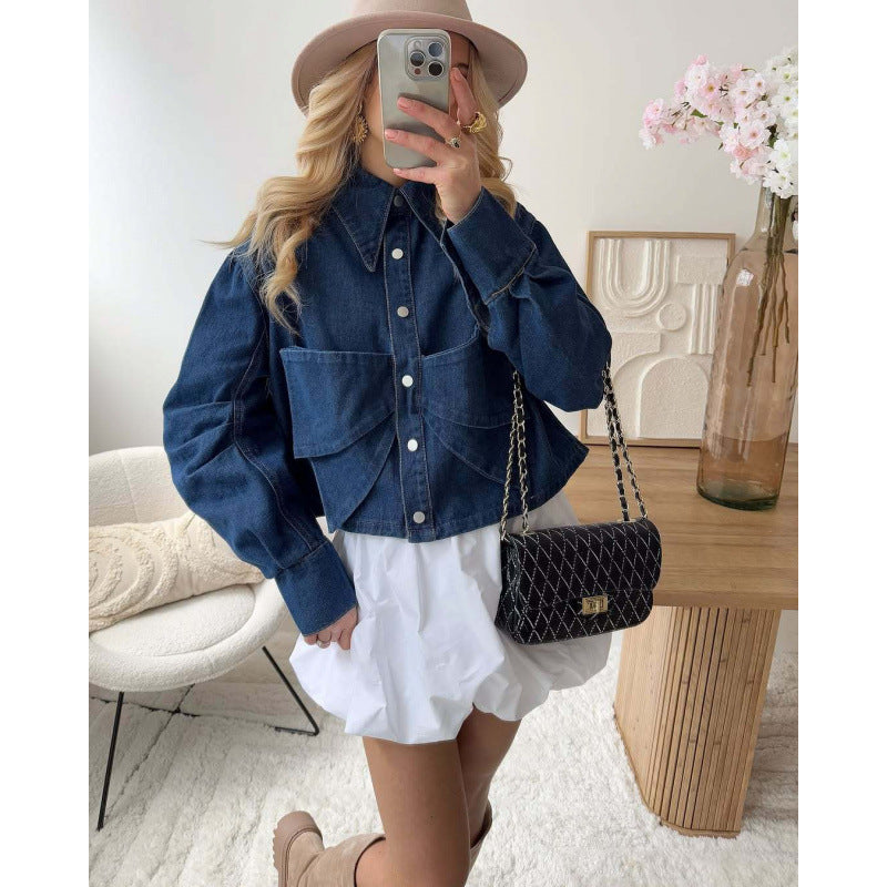 Dame mode cropped Jeansjakke Stilla
