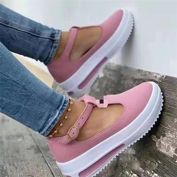 Dame mode Plateau-sneakers med justerbar rem og åndbar sål Stilla